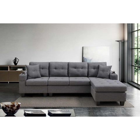 Versatile and Stylish Reversible Sofa Couch Suite - Dark | 4 Seater Modular Corner Sectional Set
