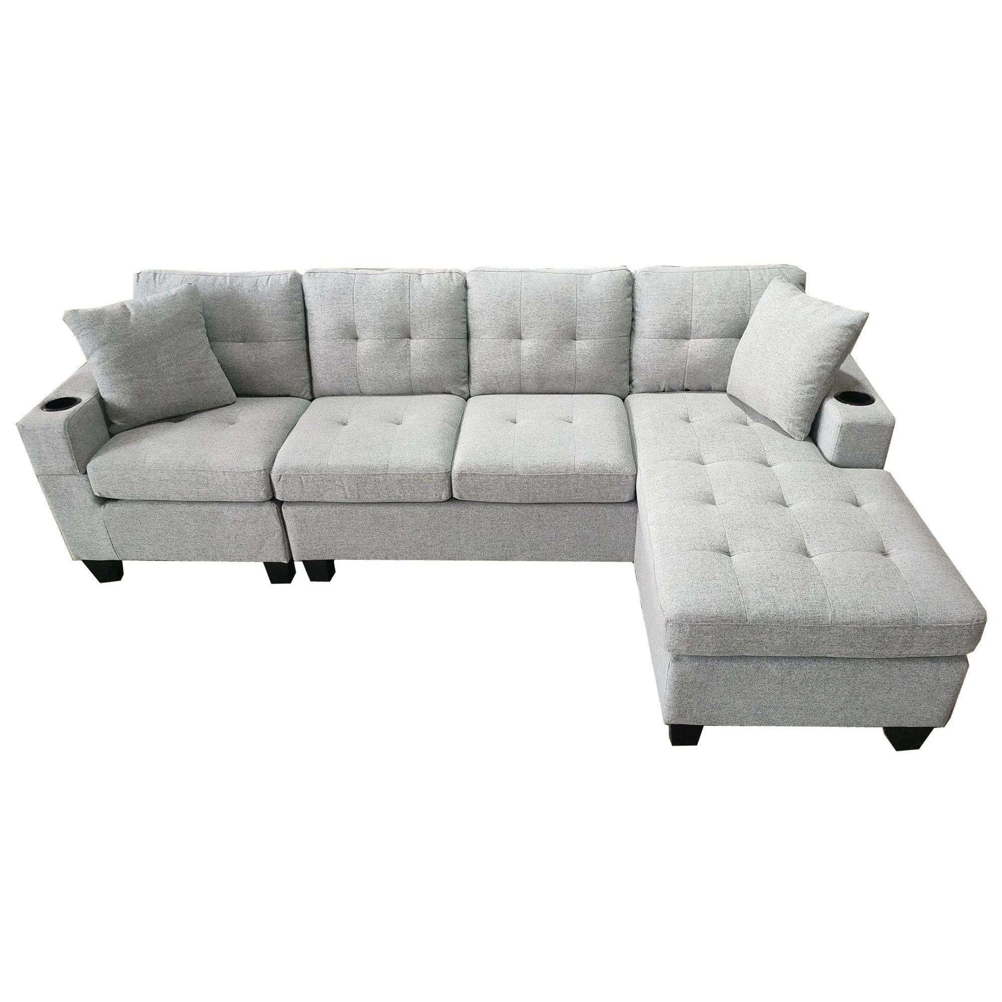 Versatile and Stylish Reversible Sofa Couch Suite - Light | 4 Seater Modular Corner Sectional Set