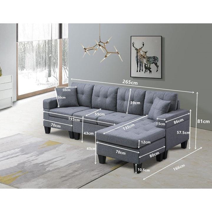 Versatile and Stylish Reversible Sofa Couch Suite - Light | 4 Seater Modular Corner Sectional Set