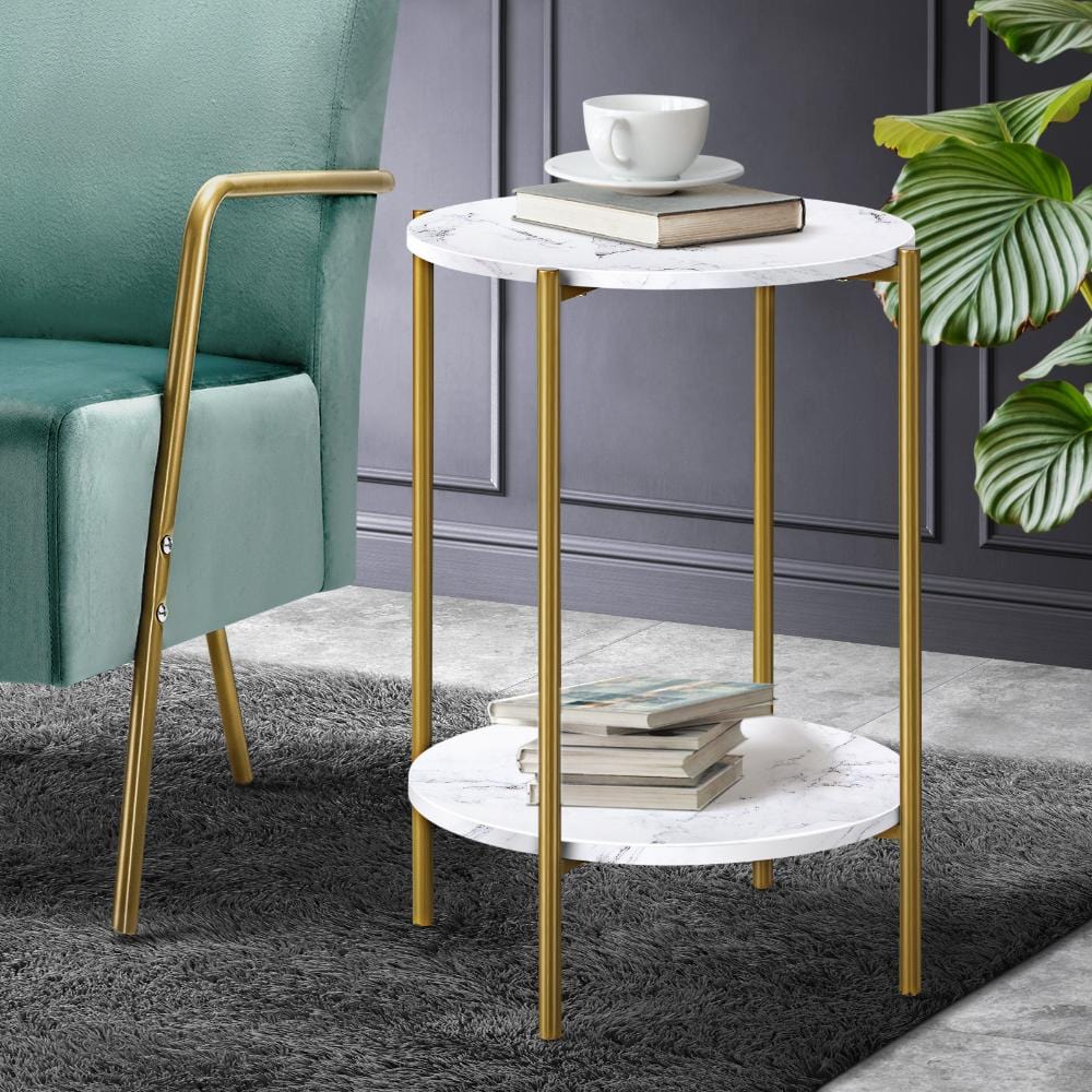 Versatile Bedside Table: Round Side Table with Storage