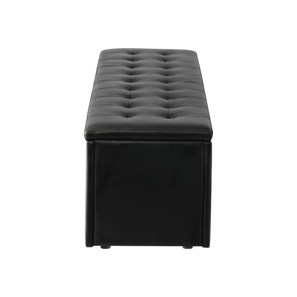 Versatile Black Storage Ottoman: Blanket Box, XL Foot Stool, and PU Leather Toy Chest