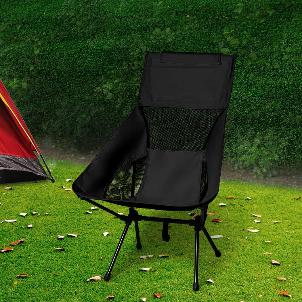 Versatile Camping Chair Folding Outdoor Large Black  Foldable