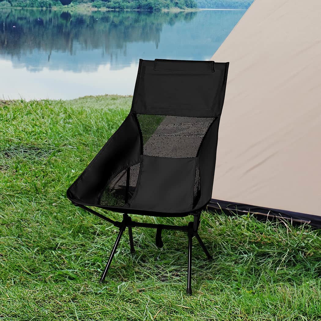 Versatile Camping Chair Folding Outdoor Large Black  Foldable