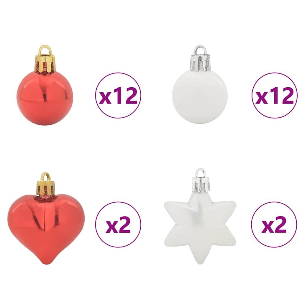 Versatile Christmas Bauble Set 40 pcs Red and White - Sleek Modern