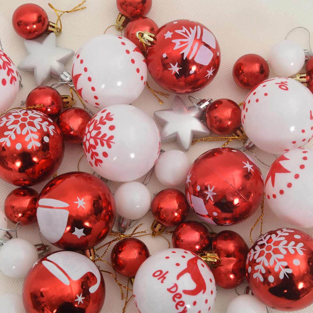 Versatile Christmas Bauble Set 40 pcs Red and White - Sleek Modern