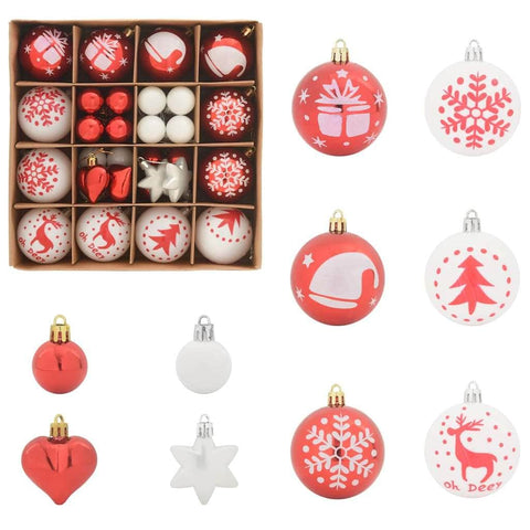 Versatile Christmas Bauble Set 40 pcs Red and White - Sleek Modern