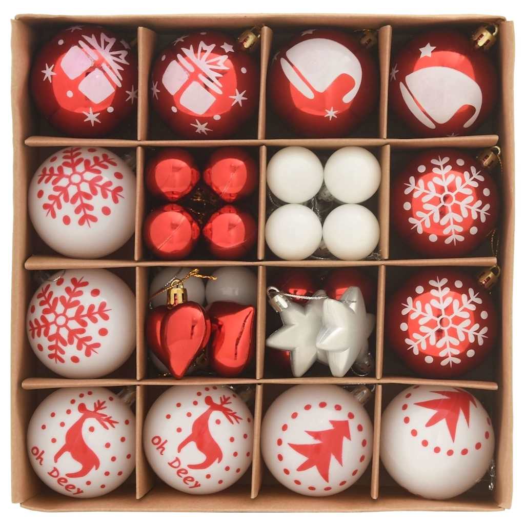 Versatile Christmas Bauble Set 40 pcs Red and White - Sleek Modern