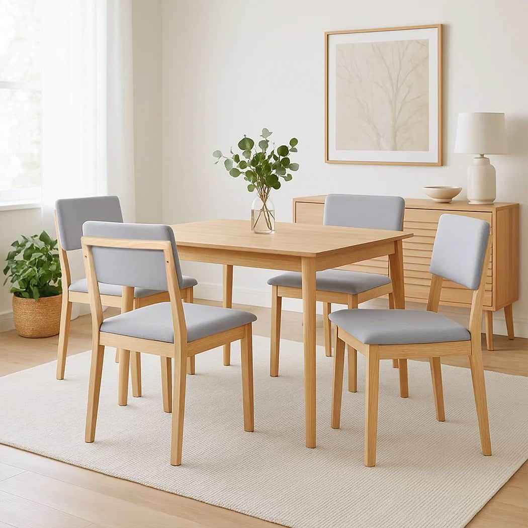 Versatile Dining Chairs 4 Upholstered Kitchen Chair  Wood Finish