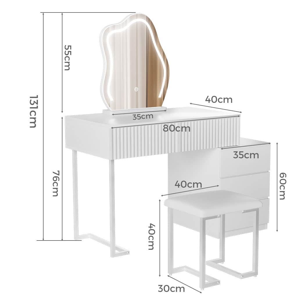 Versatile Dressing Table Stool Set with Mirror Led  Premium Quality