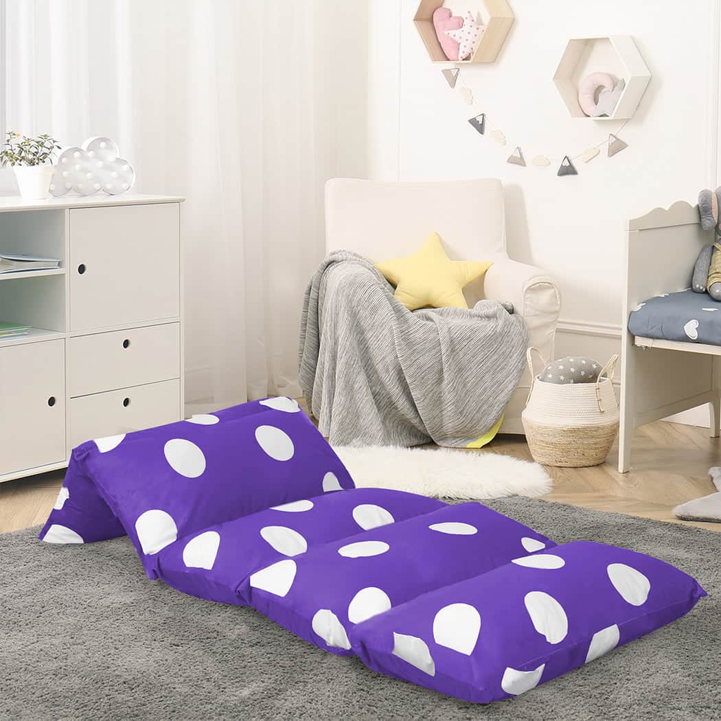 Versatile Foldable Mattress Kids Pillow Purple Medium  Space-Saving