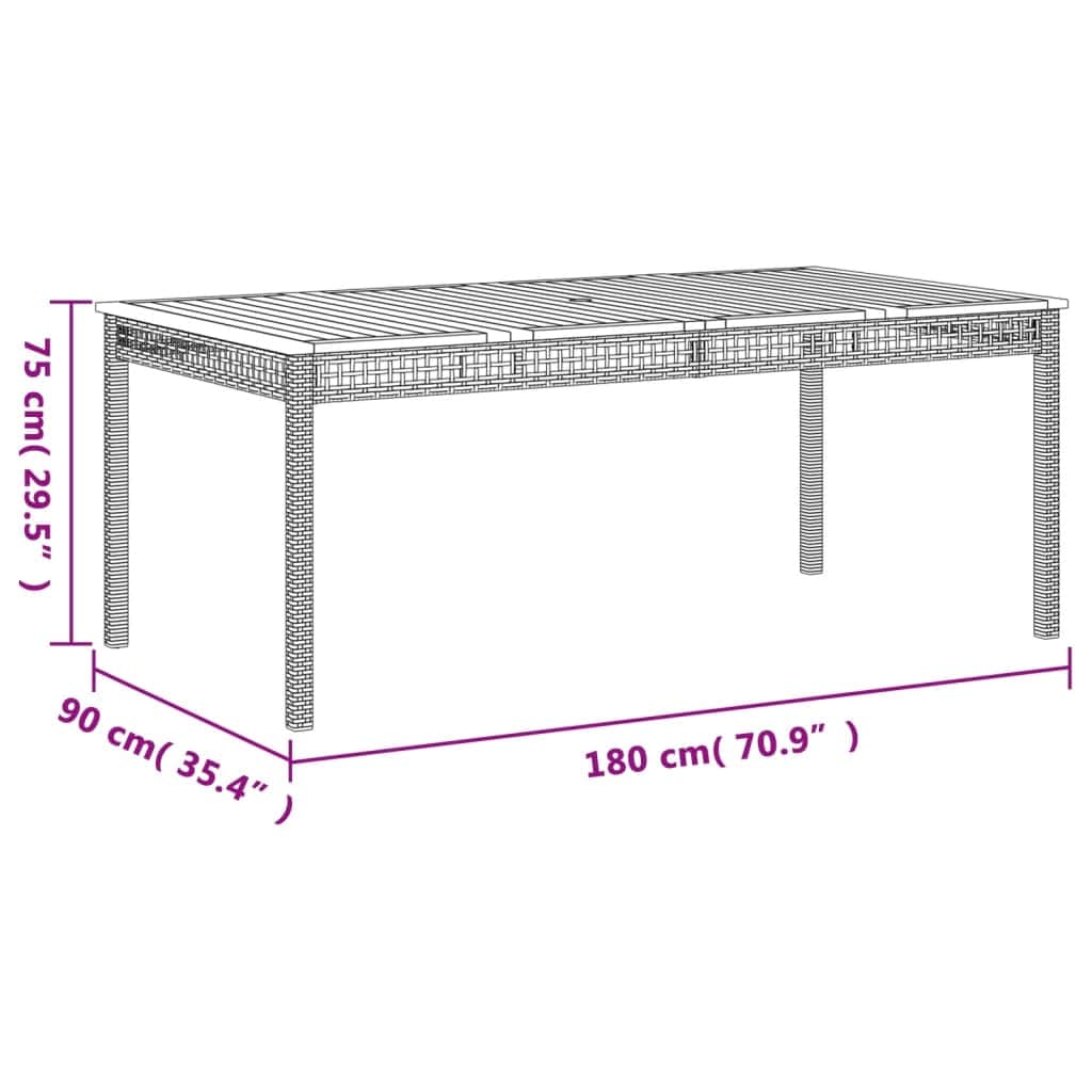 Versatile Garden Table Black 180x90x75 cm Home Decor Accent Boho