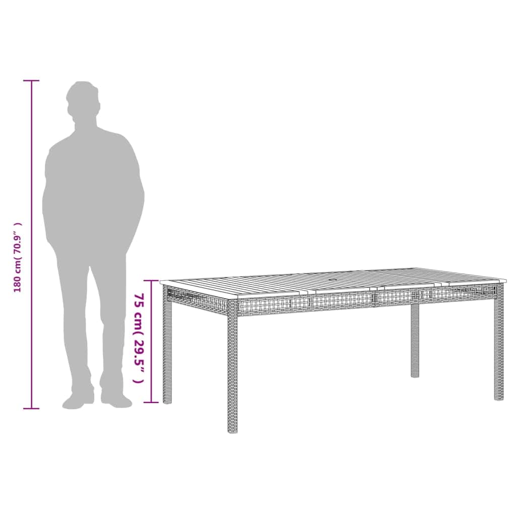 Versatile Garden Table Black 180x90x75 cm Home Decor Accent Boho