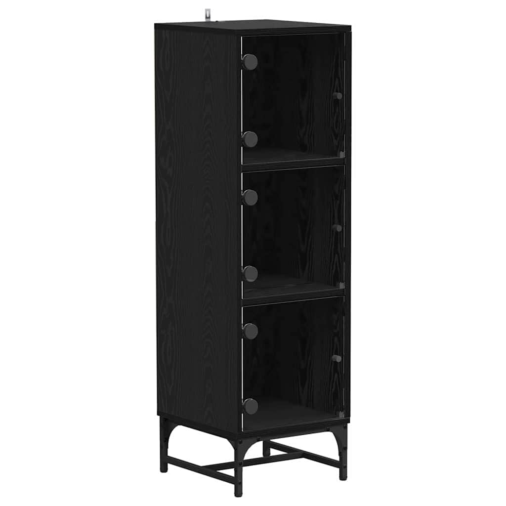 Black colour - Versatile Highboard Black oak Engineered wood - High Quality Build