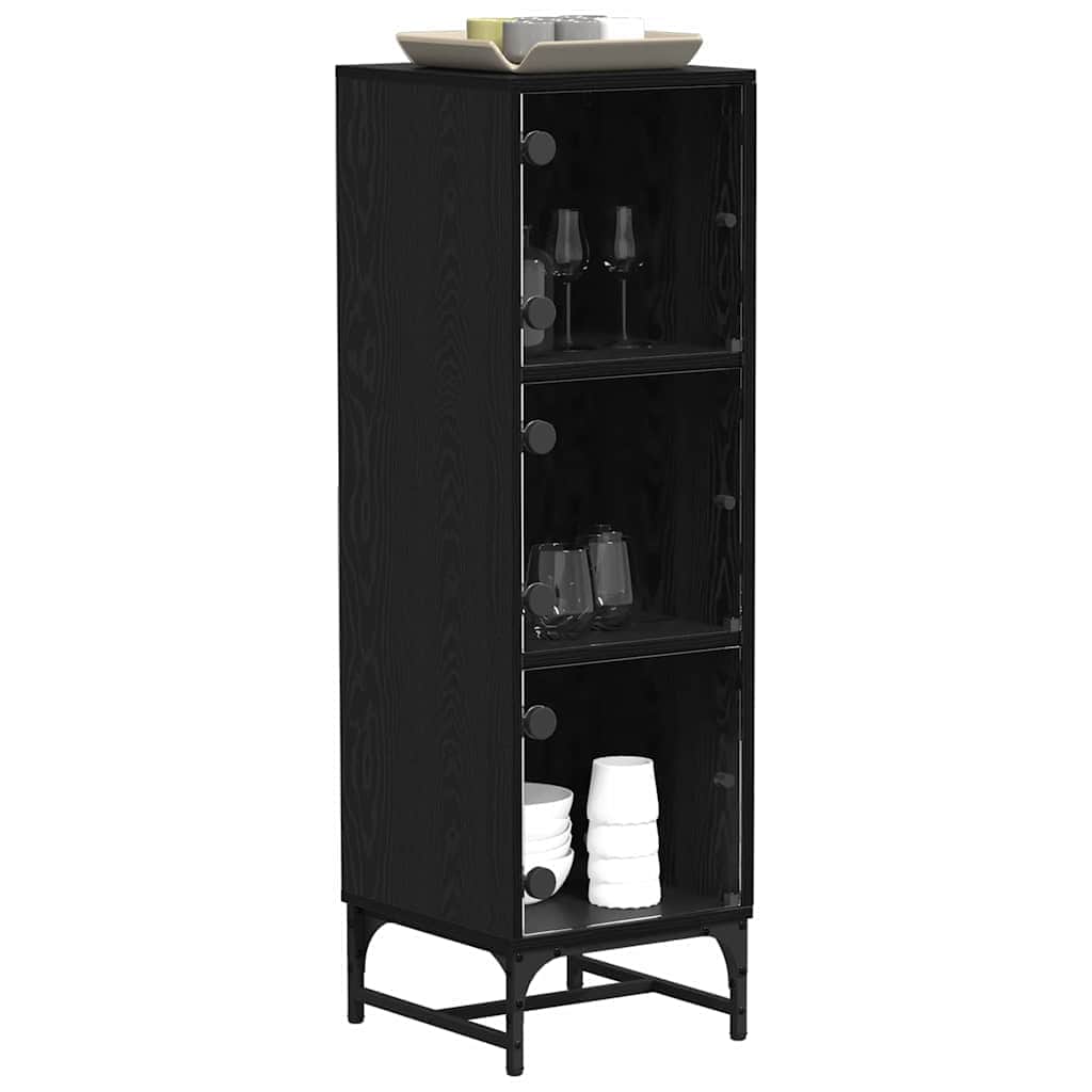 Versatile Highboard Black oak Engineered wood - High Quality Build | Wood finish
