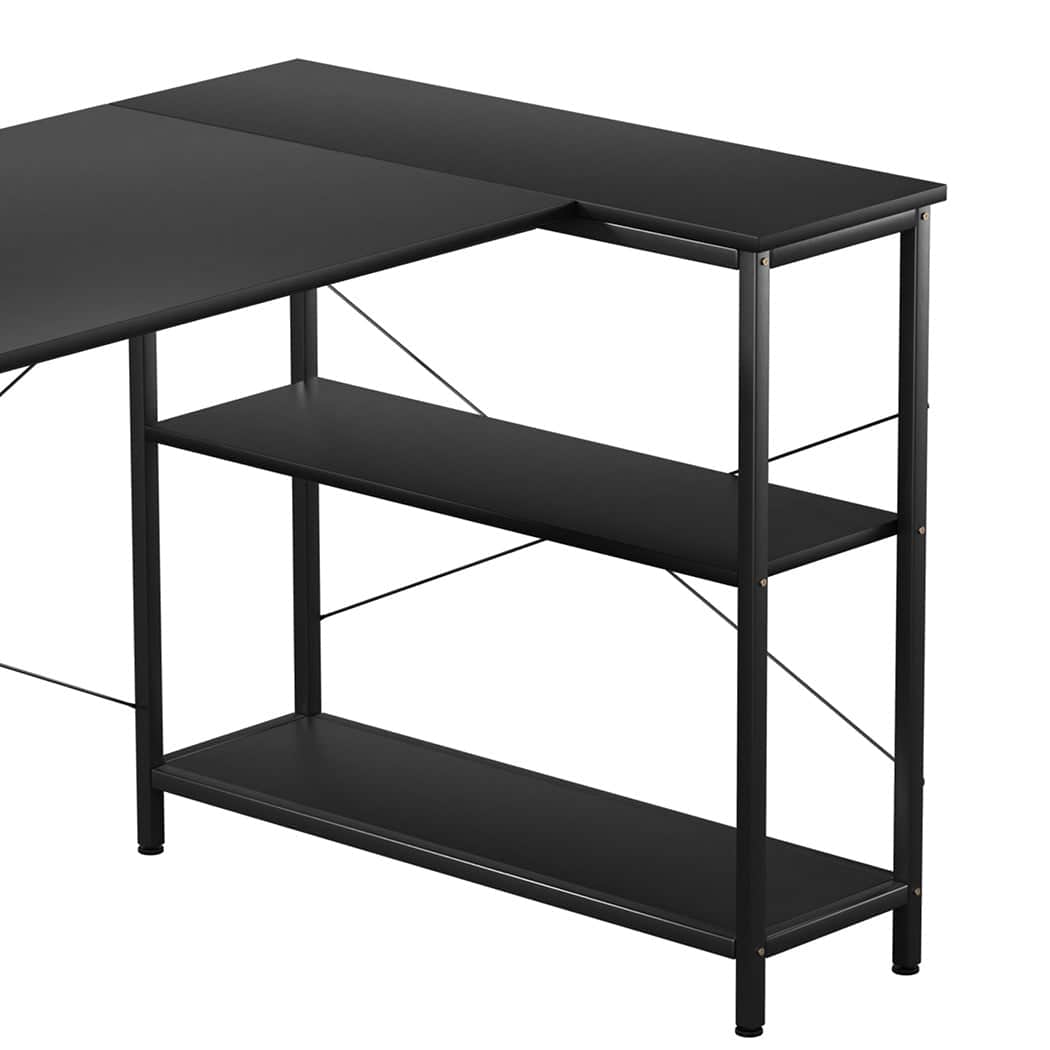Versatile L Shaped Computer Desk Home Desk Black  Adjustable Height