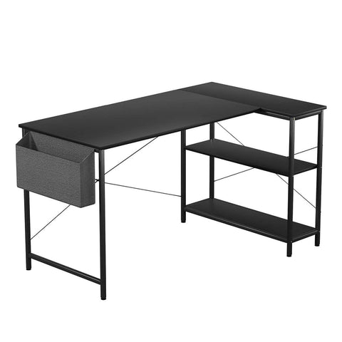Versatile L Shaped Computer Desk Home Desk Black  Adjustable Height