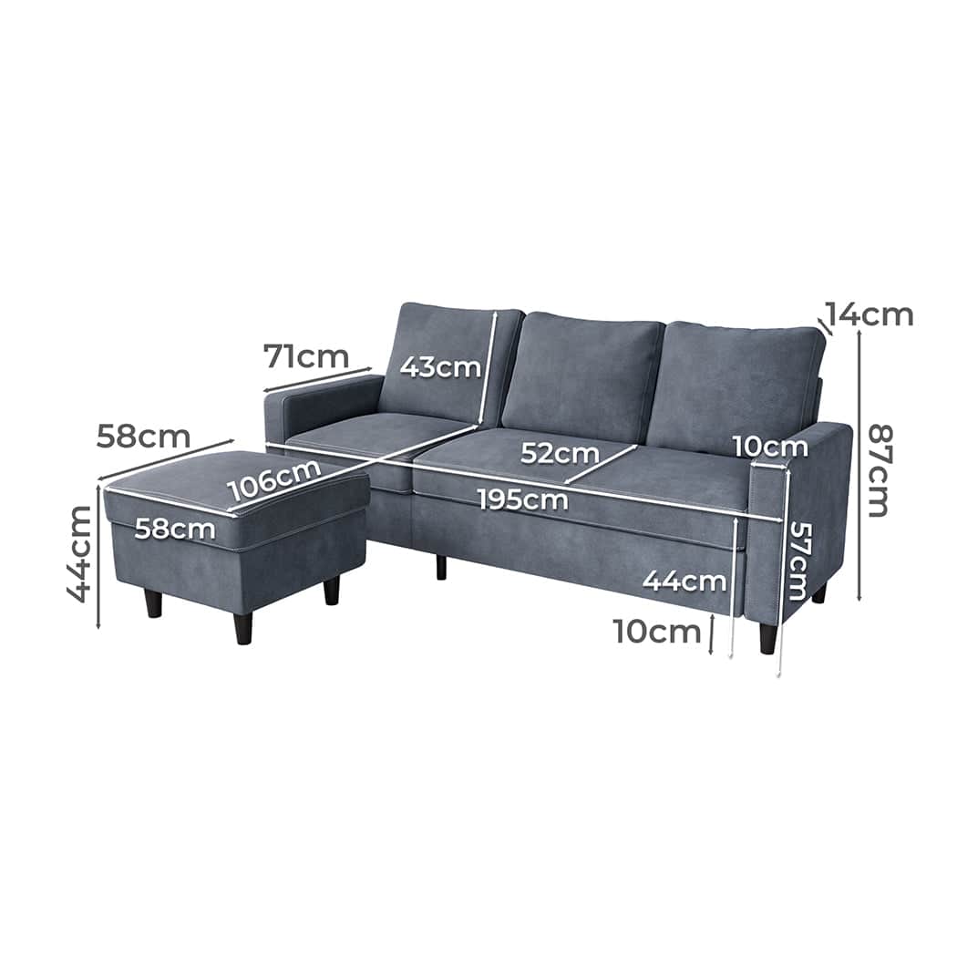 Versatile L-shaped Sectional Sofa Lounge Chaise Set  Multipurpose Use