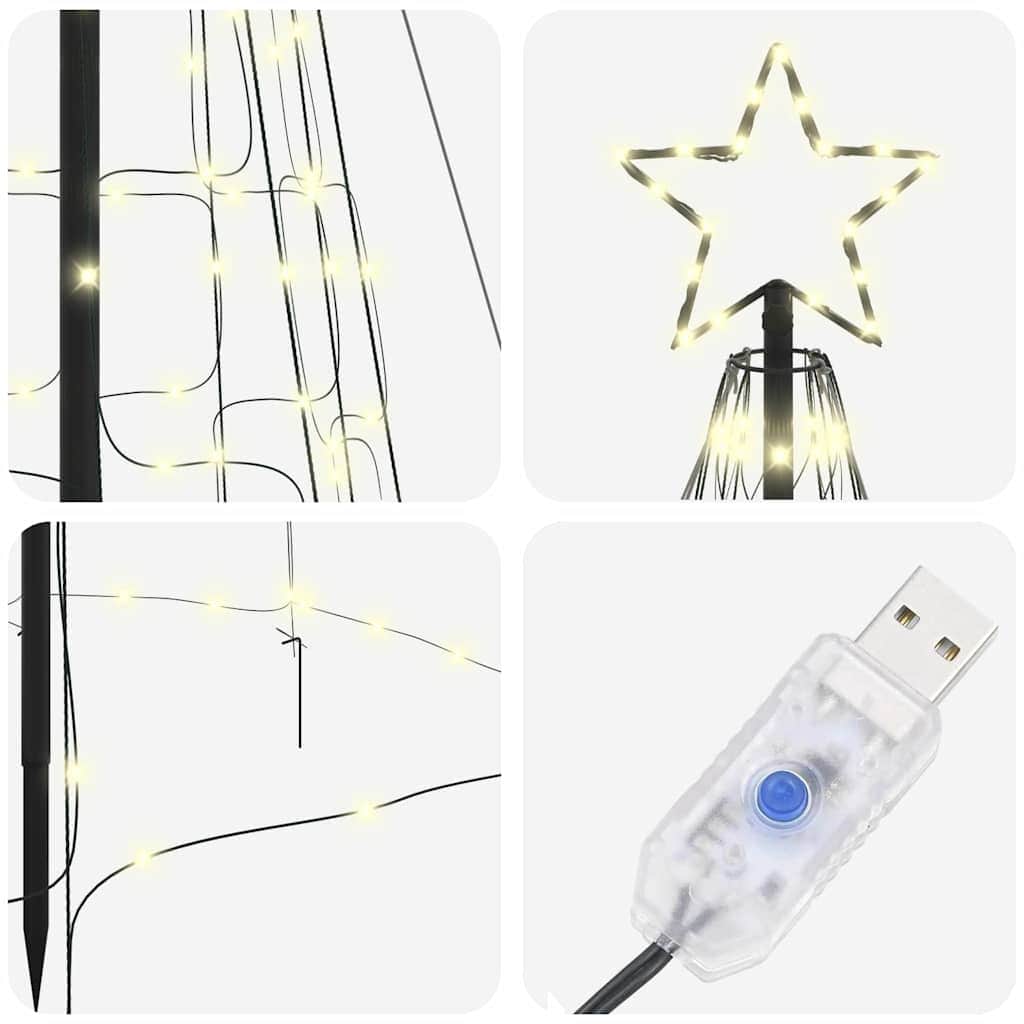 Versatile LED Christmas Tree with Ground Spikes Warm White 400cm Iron