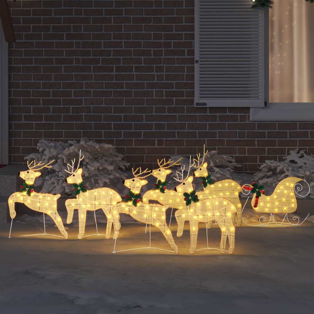 Versatile LED Reindeers 7 pcs Gold Fabric - Sturdy Frame - Stylish | Gold colour