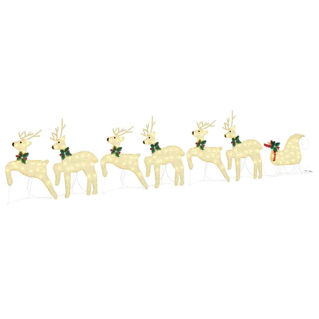 7 Pcs - Versatile LED Reindeers 7 pcs Gold Fabric - Sturdy Frame - Stylish