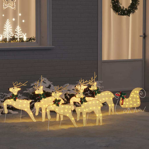 Versatile LED Reindeers 7 pcs Gold Fabric - Sturdy Frame - Stylish