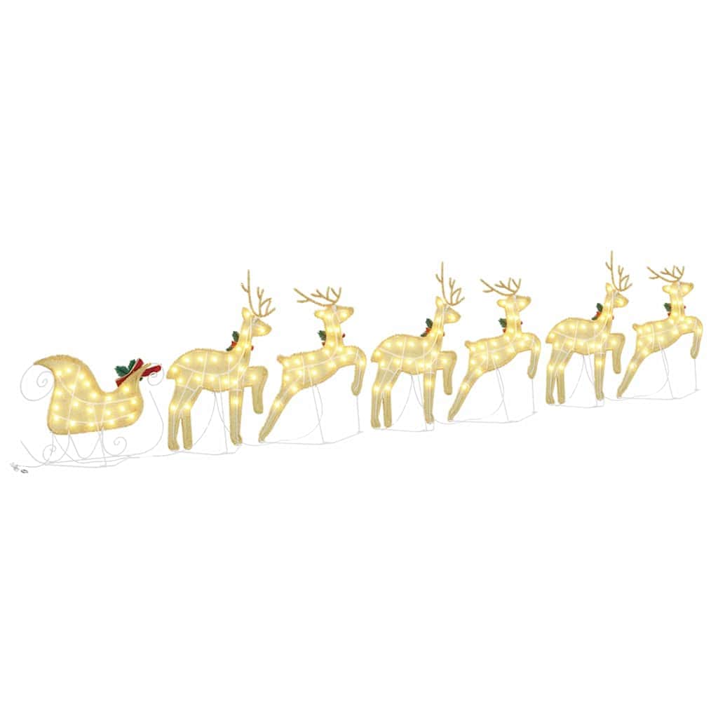 Versatile LED Reindeers 7 pcs Gold Fabric - Sturdy Frame - Stylish | 7 Pcs