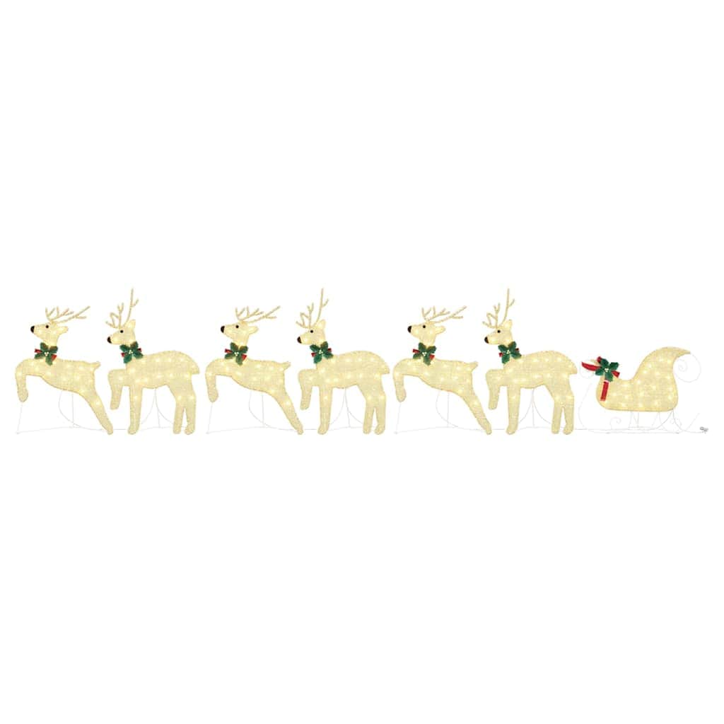 Fabric finish - Versatile LED Reindeers 7 pcs Gold Fabric - Sturdy Frame - Stylish