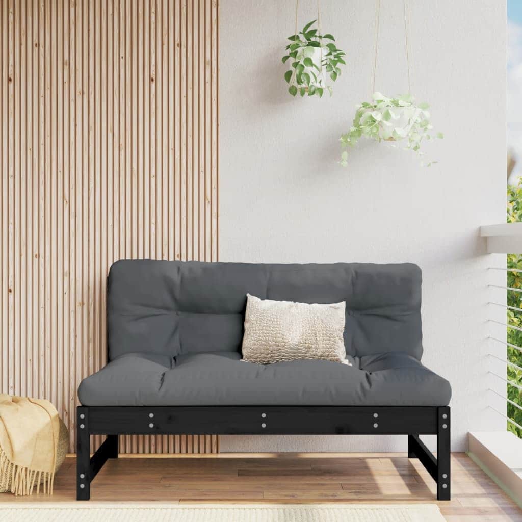 Versatile Middle Sofa Black 120x80 cm Patio Setup Outdoor Living