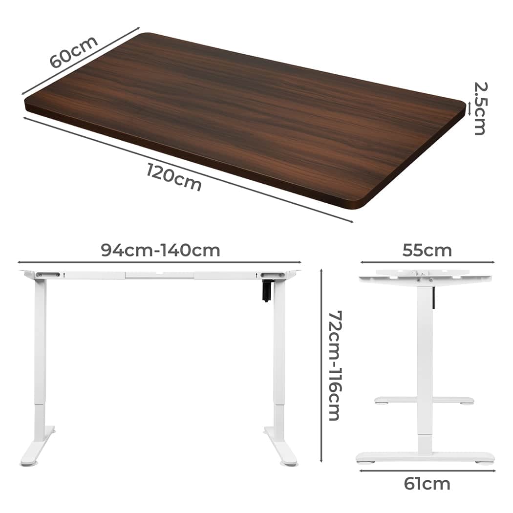 Versatile Motorised Standing Desk Height 120cm Walnut 800x 1.5MM