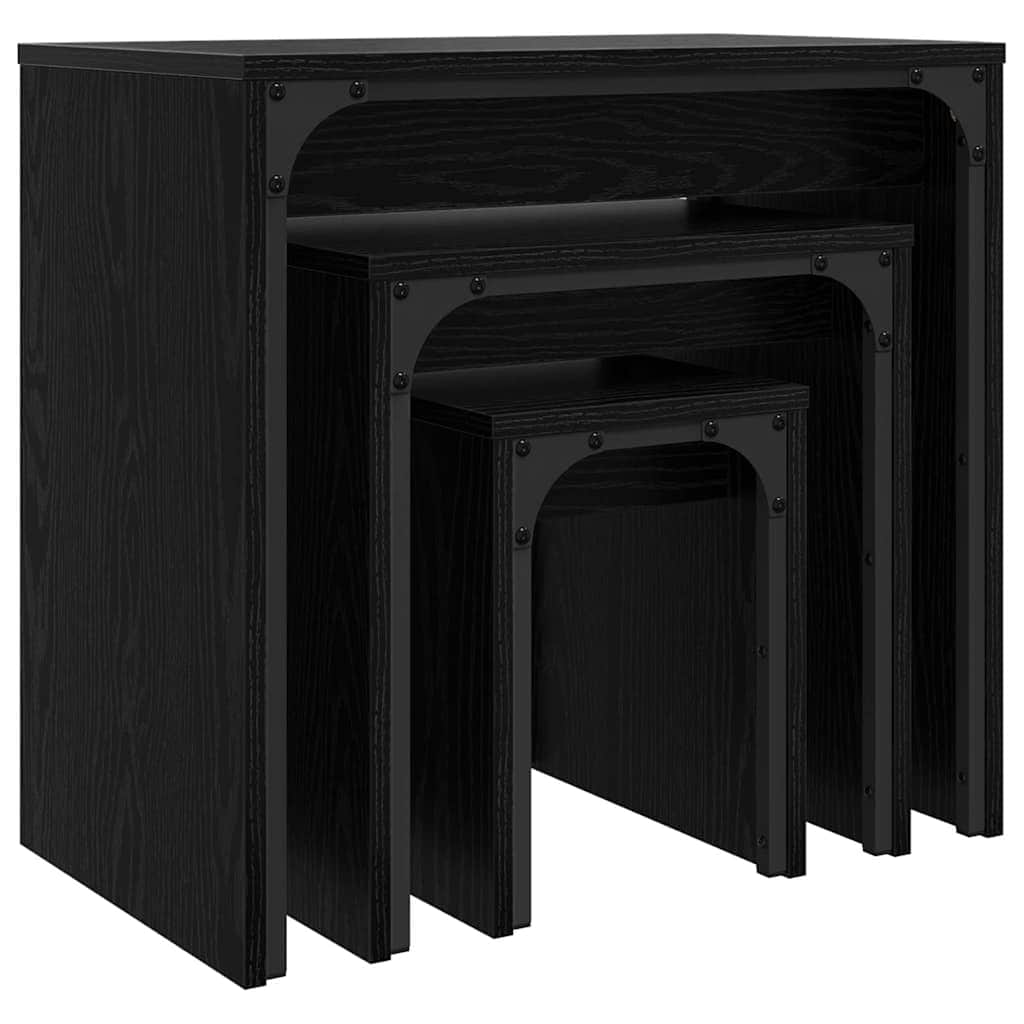Versatile Nesting Coffee Table 3 pcs Black oak - Space-Saving Style