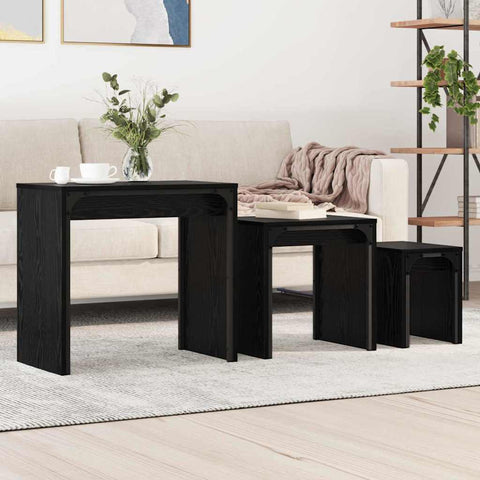 Versatile Nesting Coffee Table 3 pcs Black oak - Space-Saving Style
