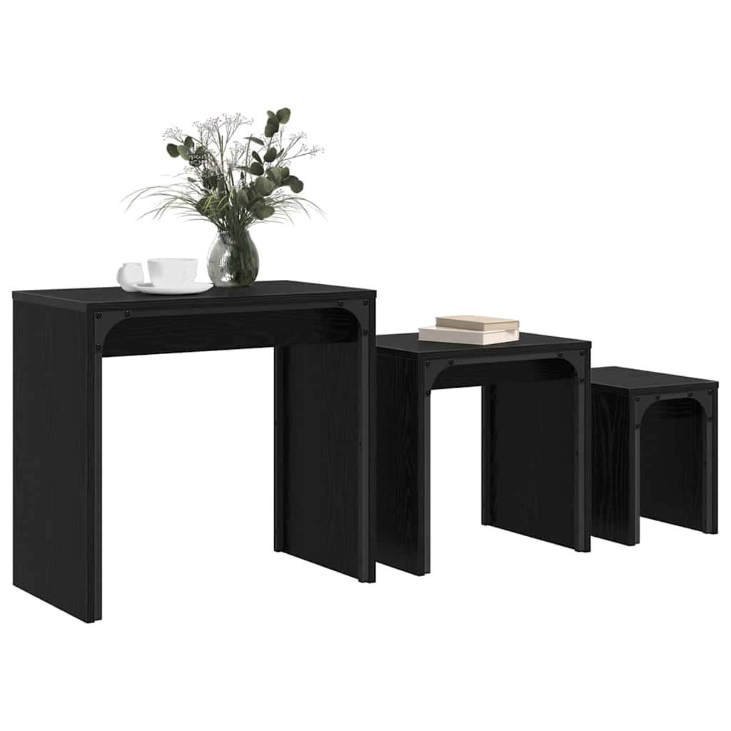 Versatile Nesting Coffee Table 3 pcs Black oak - Space-Saving Style