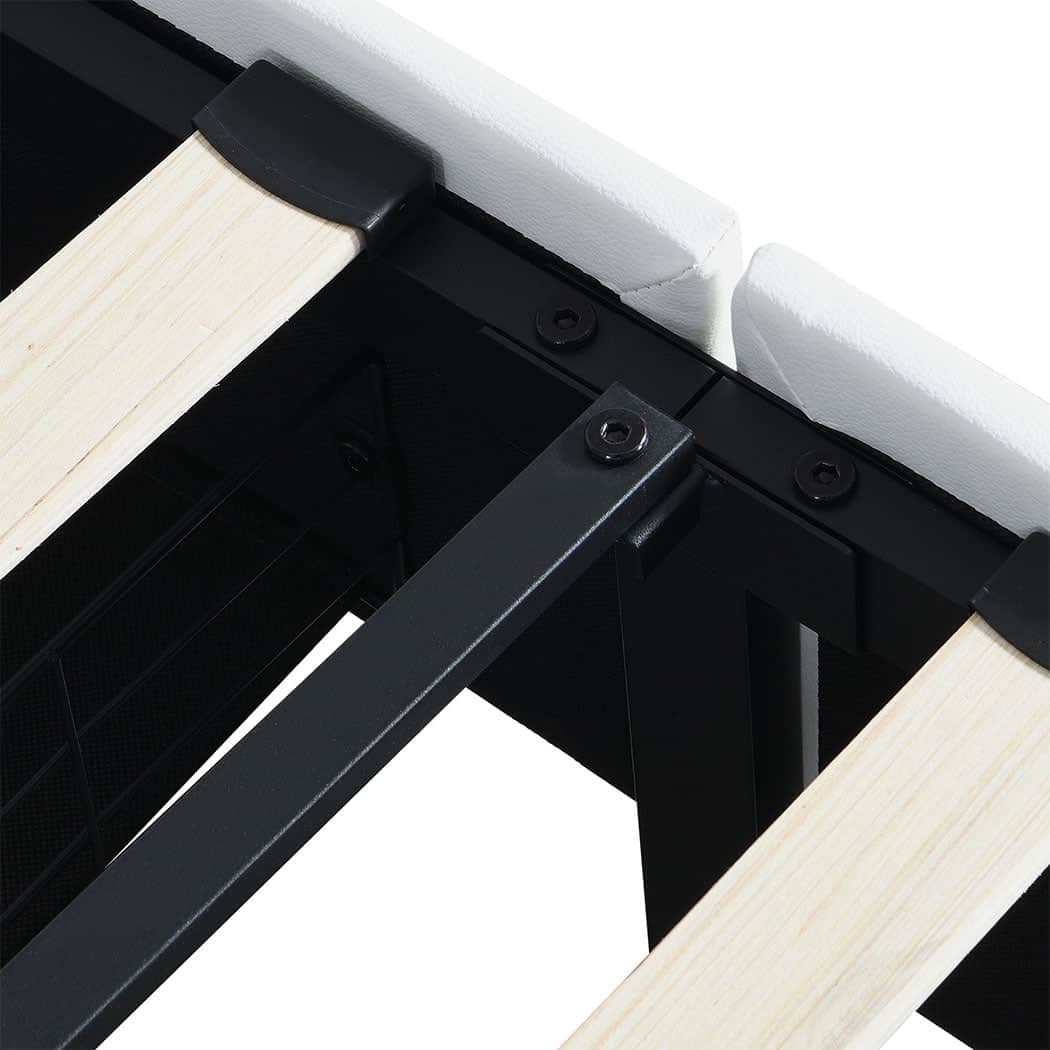 Versatile Queen Bed Frame With Adjustable Headboard White  Classic