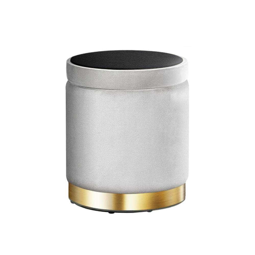 Versatile Round Velvet Ottoman Storage - Grey, Velvet finish