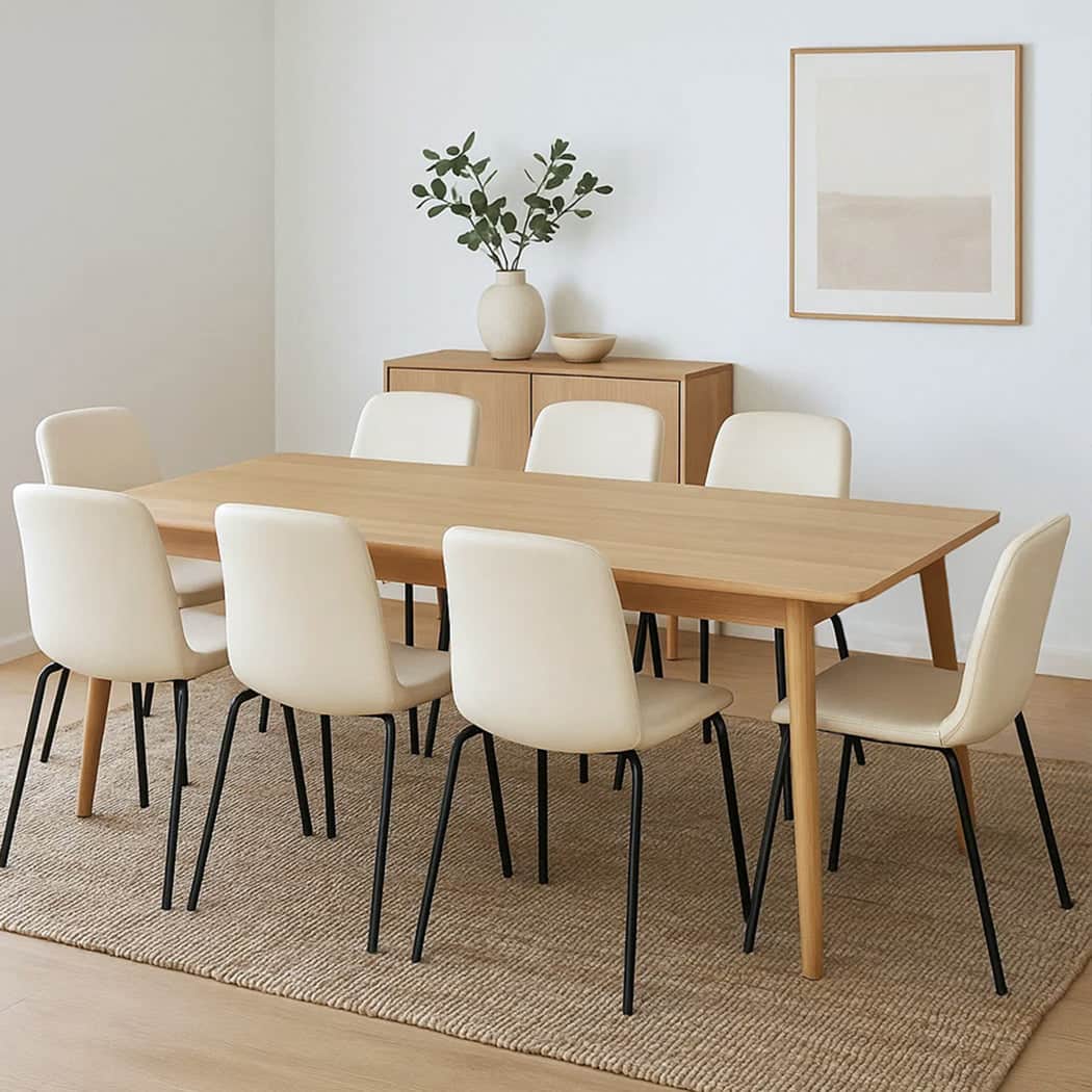 Versatile Stackable Dining Chairs Kitchen Beige Set of 8  Easy
