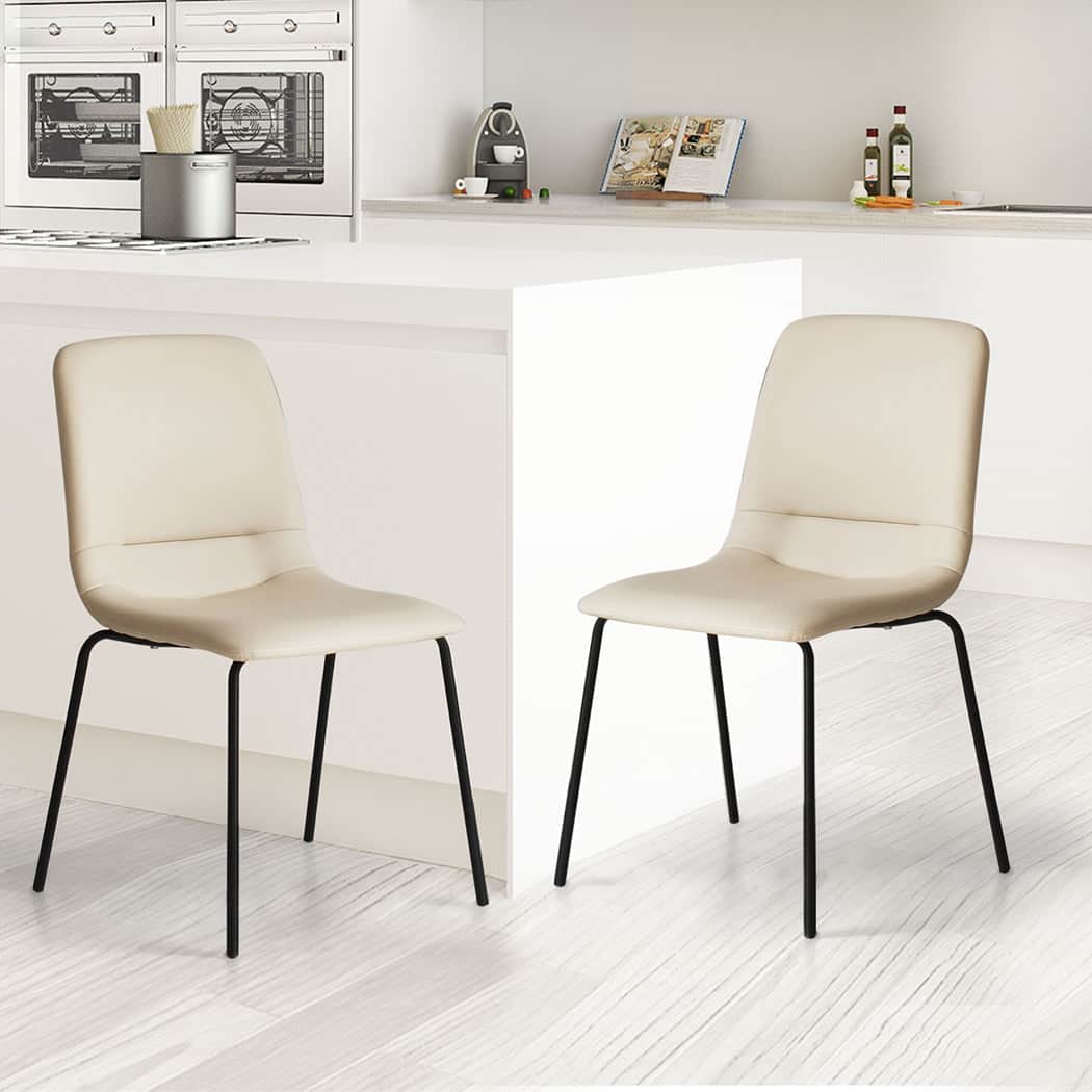 Versatile Stackable Dining Chairs Kitchen Beige Set of 8  Easy
