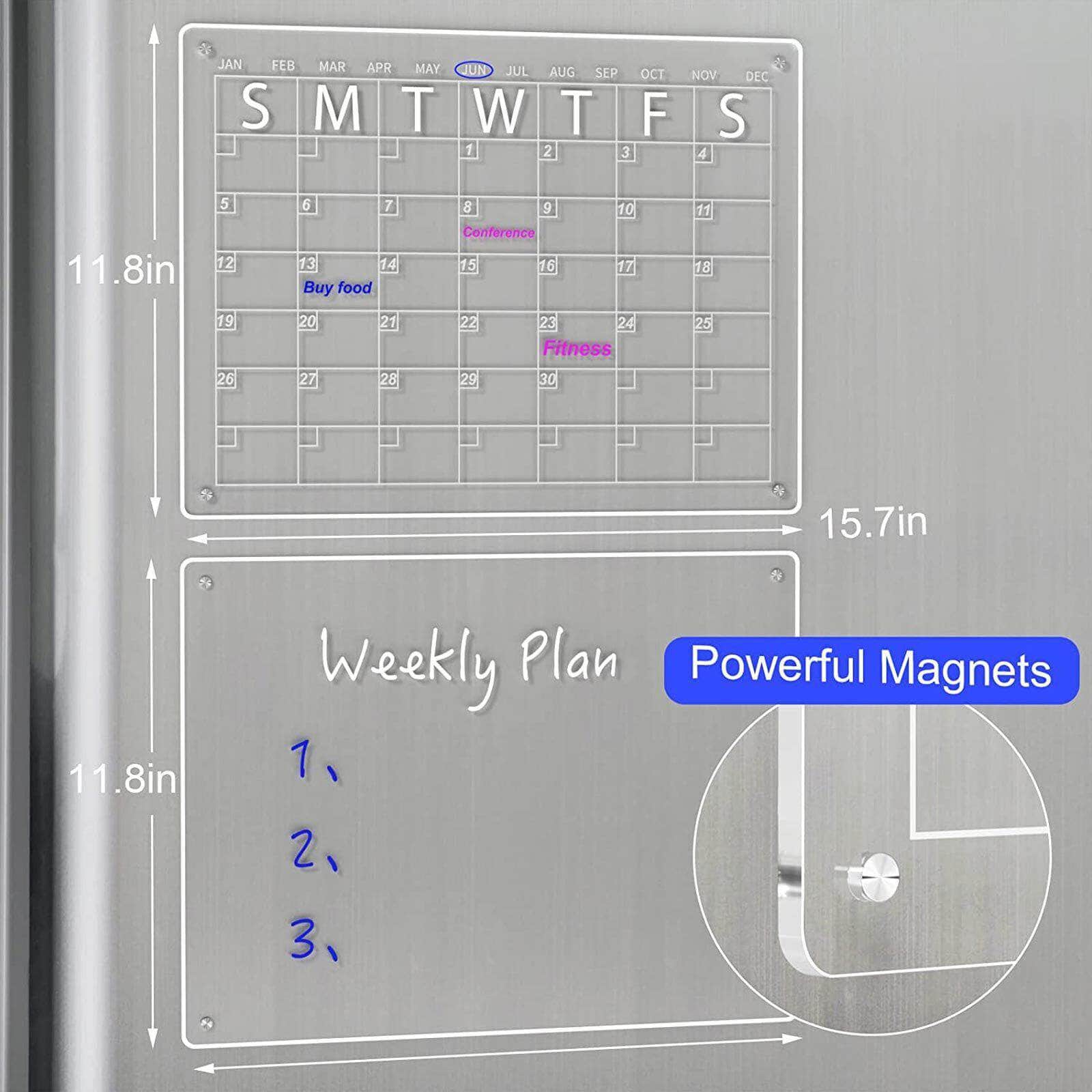 Versatile Weekly Calendar and Whiteboard Set for Fridge - Large