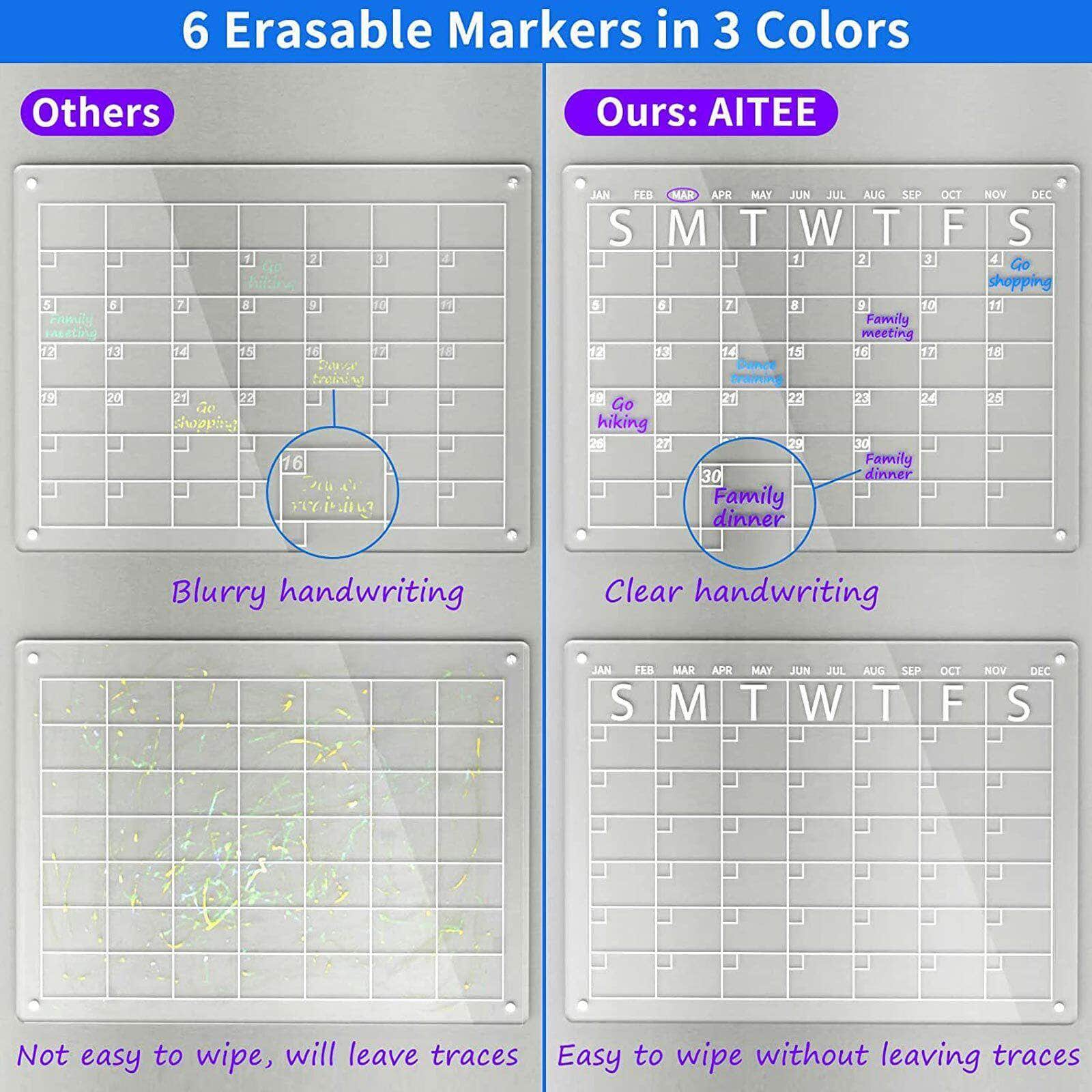 Versatile Weekly Calendar and Whiteboard Set for Fridge - Large