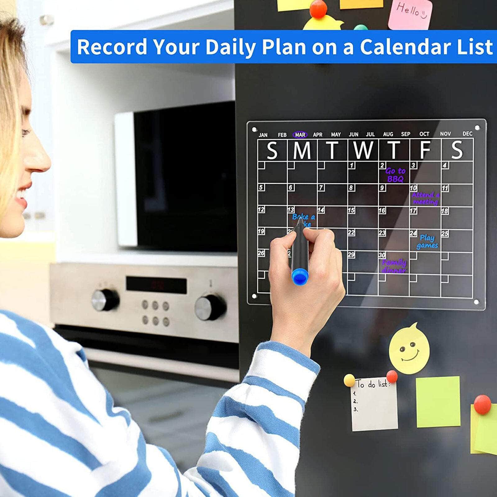Versatile Weekly Calendar and Whiteboard Set for Fridge - Large