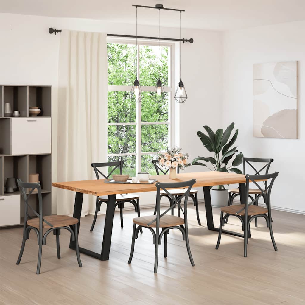 vidXL Dining Table Legs U-Shaped 2 pcs Black Steel | Black colour
