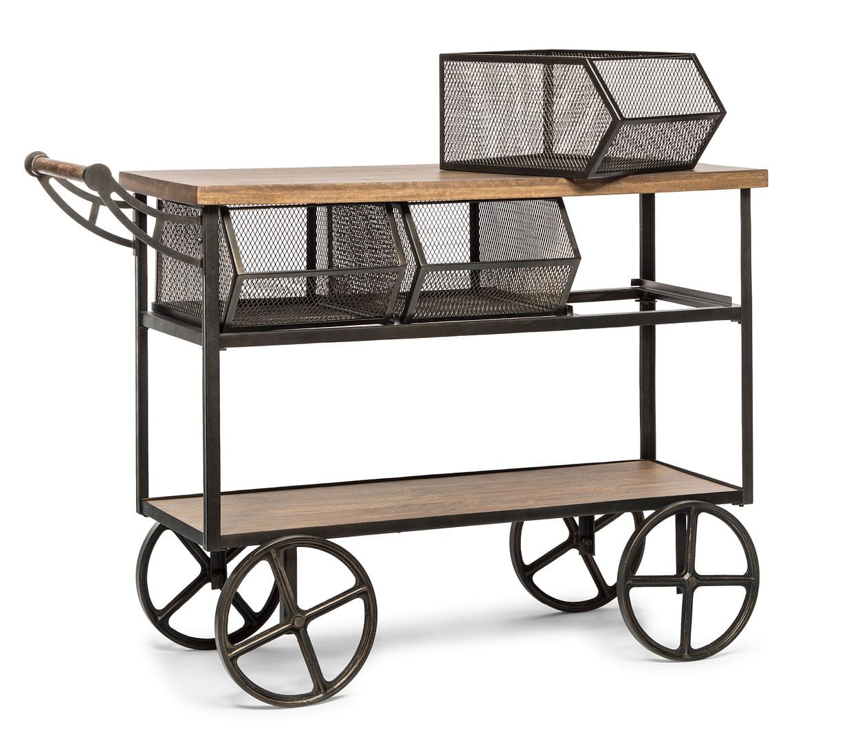Vintage Kitchen Island Trolley with Rolling Wheels and Handy Storage Drawers