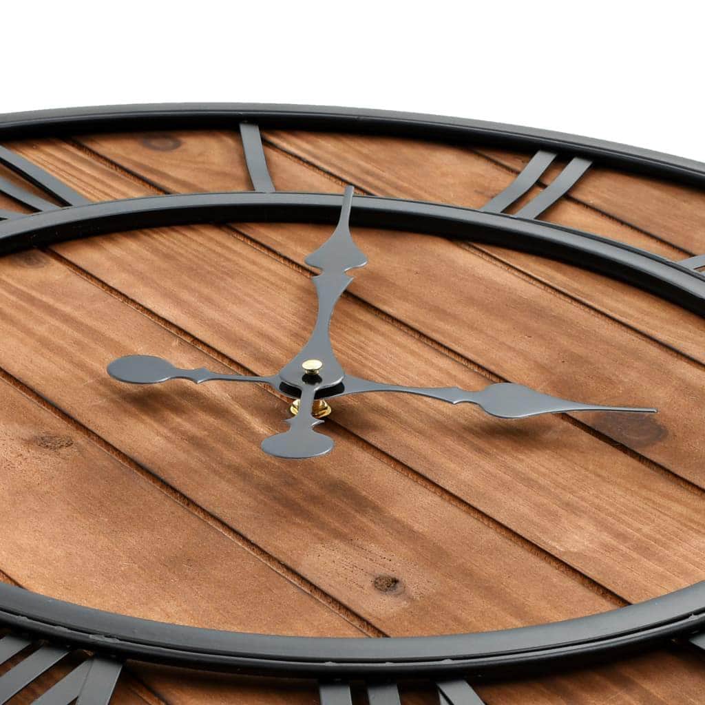 Vintage Wall Clock with Quartz Movement Wood and Metal XXL | Clocks > Wall Clocks
