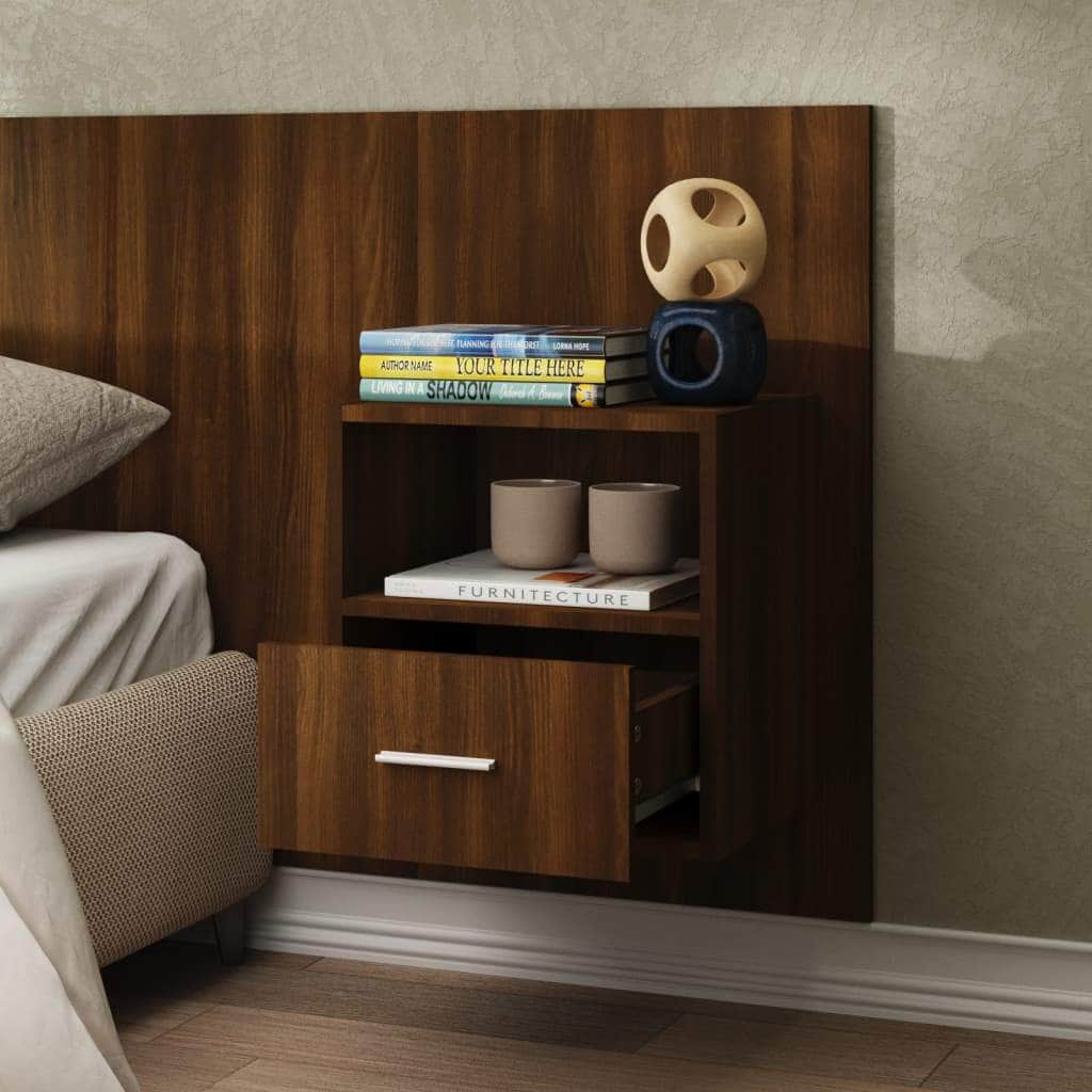 Wall Bedside Cabinets 2 pcs Brown Oak Engineered Wood