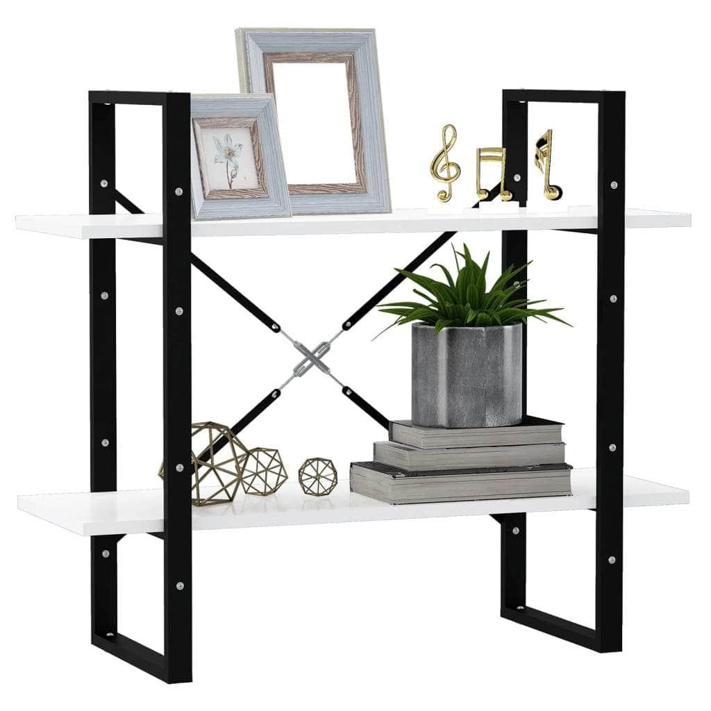 Wall Book Cabinet 2-Tier White Chipboard