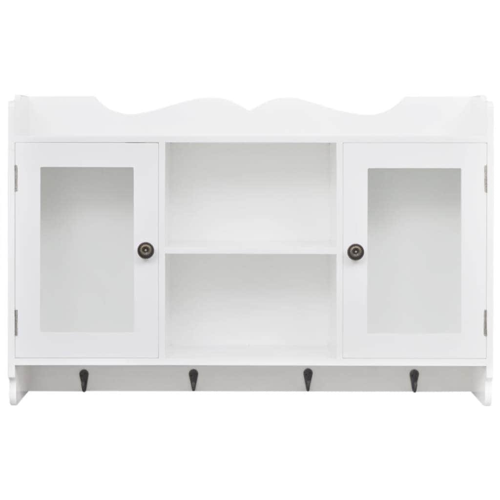 Wall Cabinet Display Shelf Book/DVD/Glass Storage White MDF
