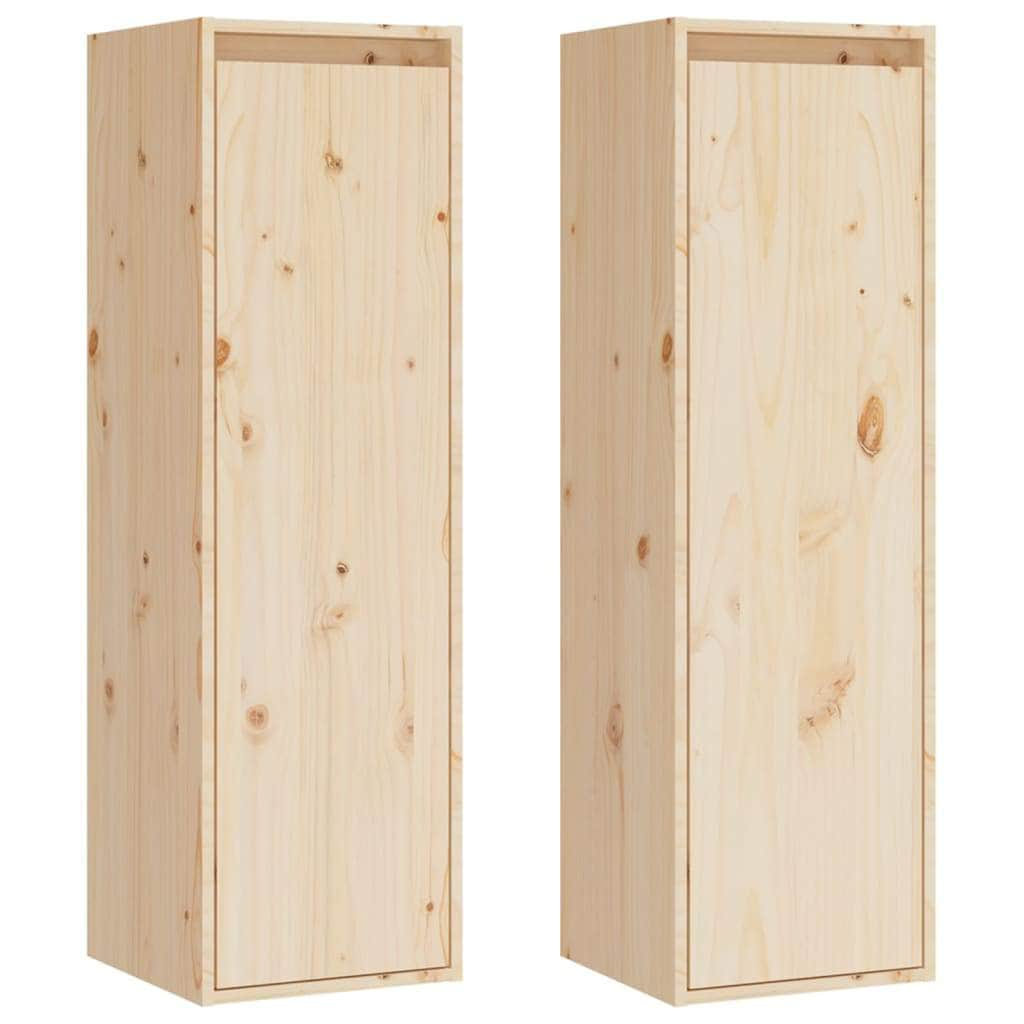 Wall Cabinets 2 Pcs Honey Brown/White/Natural Solid Wood Pine