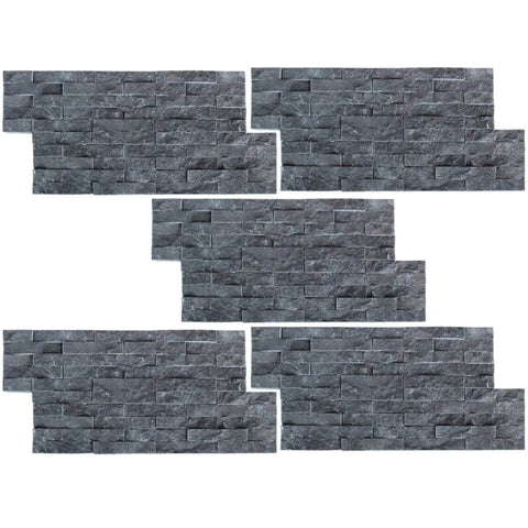 Wall Cladding Panels 5 pcs Marble Black 0.5 mÂ²
