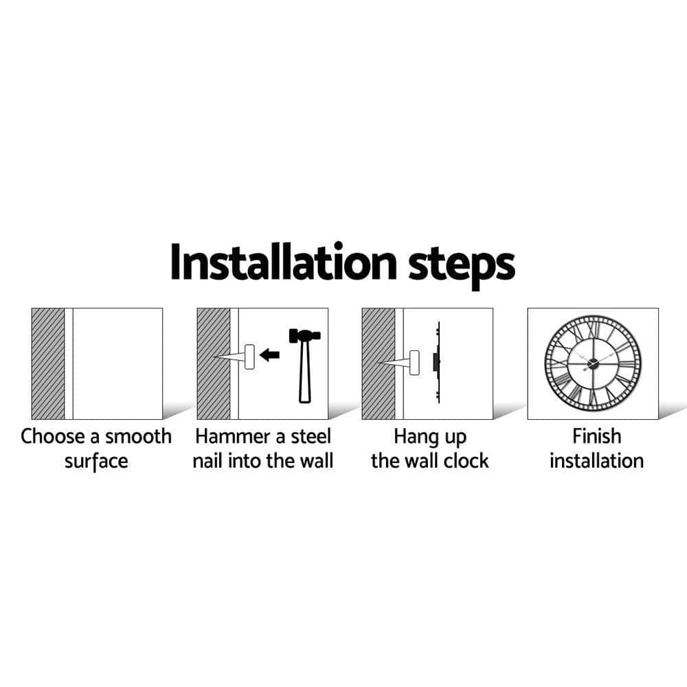 Wall Clock Large Modern Vintage Retro Metal Clocks Handmade Home Office Decor