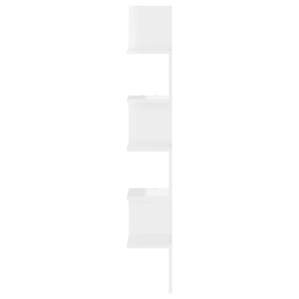 Wall Corner Shelf High Gloss White Engineered Wood