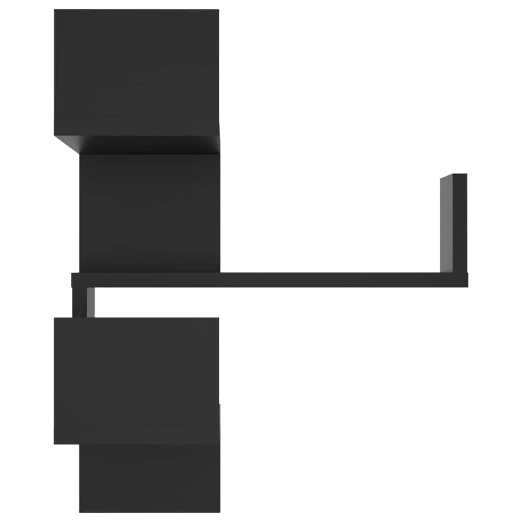 Wood finish - Wall Corner Shelves 2 pcs Black Engineered Wood